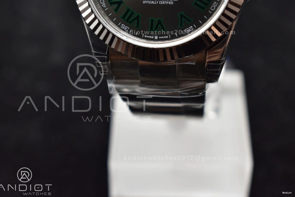 Best VS3235 Oyster 904L Gray 41 Bracelet DateJust VSF Edition Roman Green Dial SS 1:1 on 126330 0204